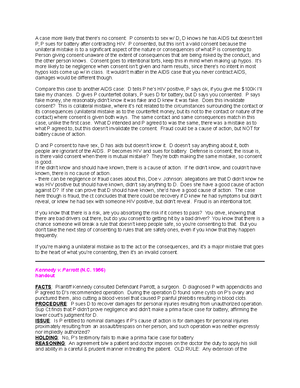 Torts Law Outline - 1 - BATTERY - INTENT 1)Intent Need Not Be For ...