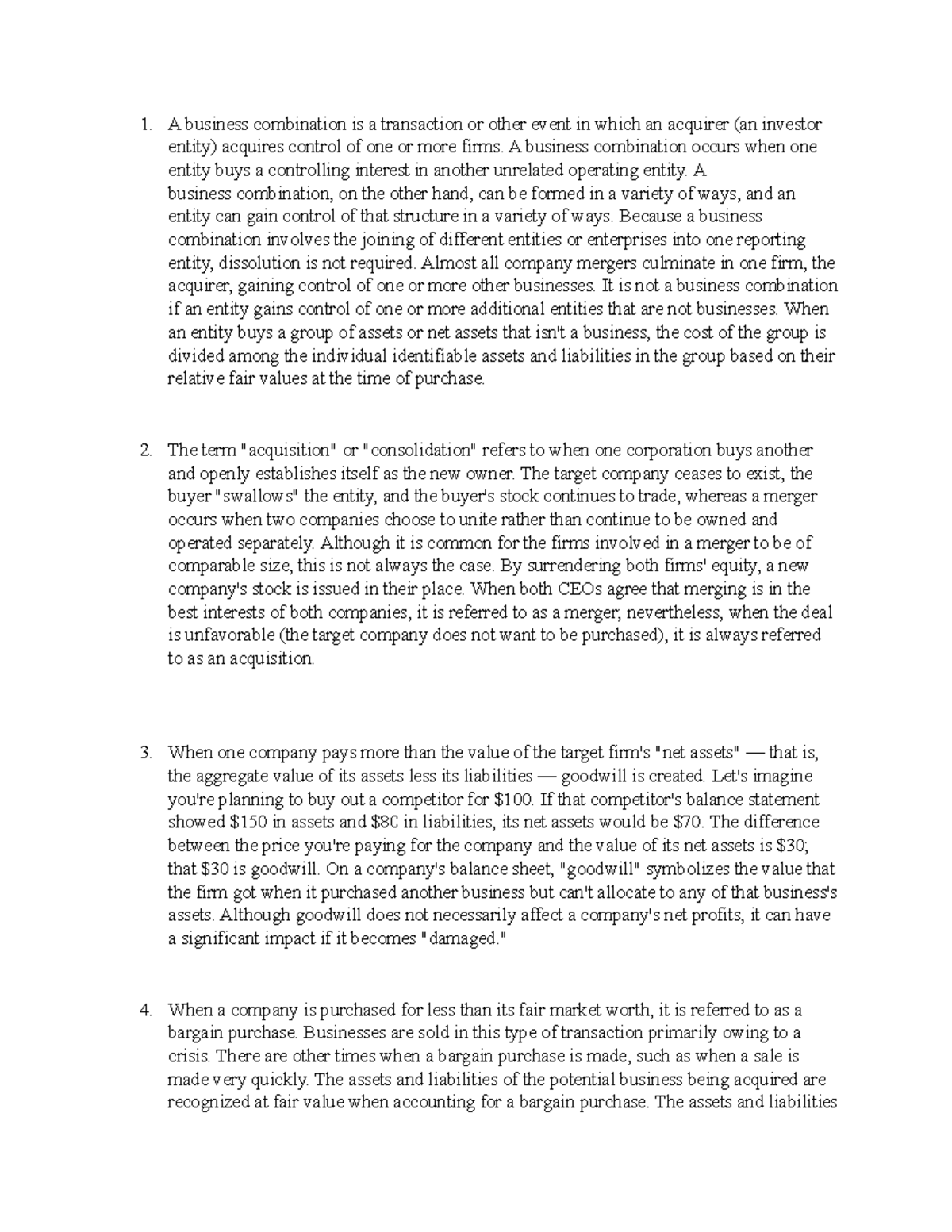 Accounting Q A A business combination is a transaction or other event