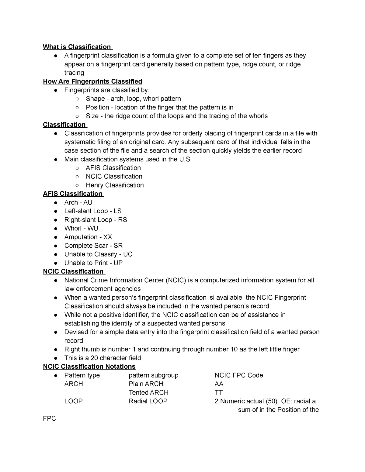 Solved What Is Ncic Classification For The Following 50 Off 9541