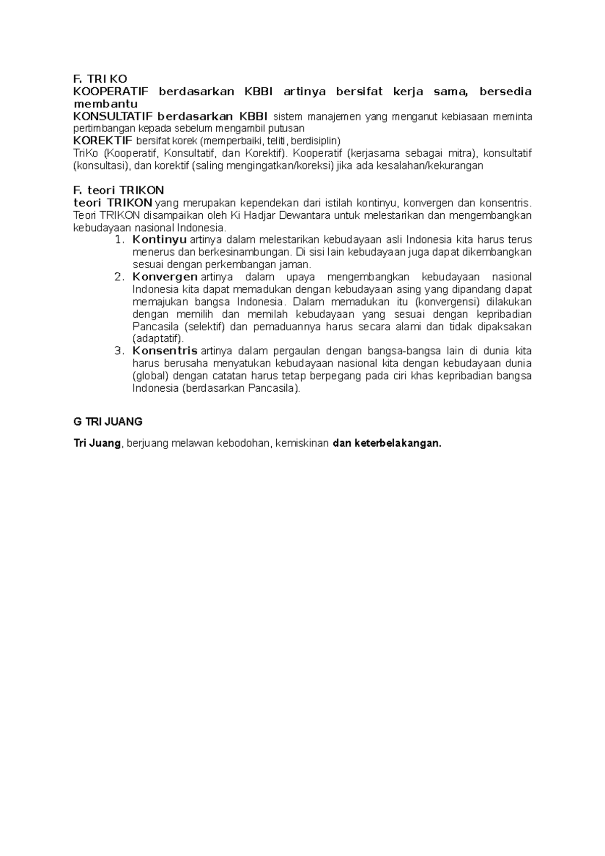 Tugas bu rahayu F G ketamansiswaan F. TRI KO KOOPERATIF berdasarkan