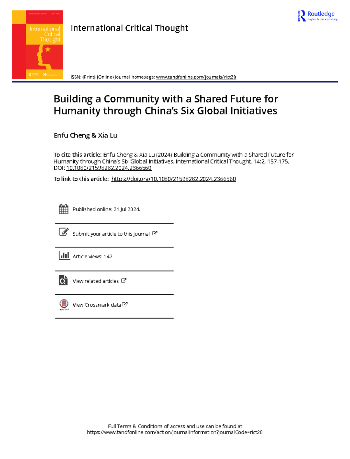 Building a Community with a Shared Future for Humanity through China s ...