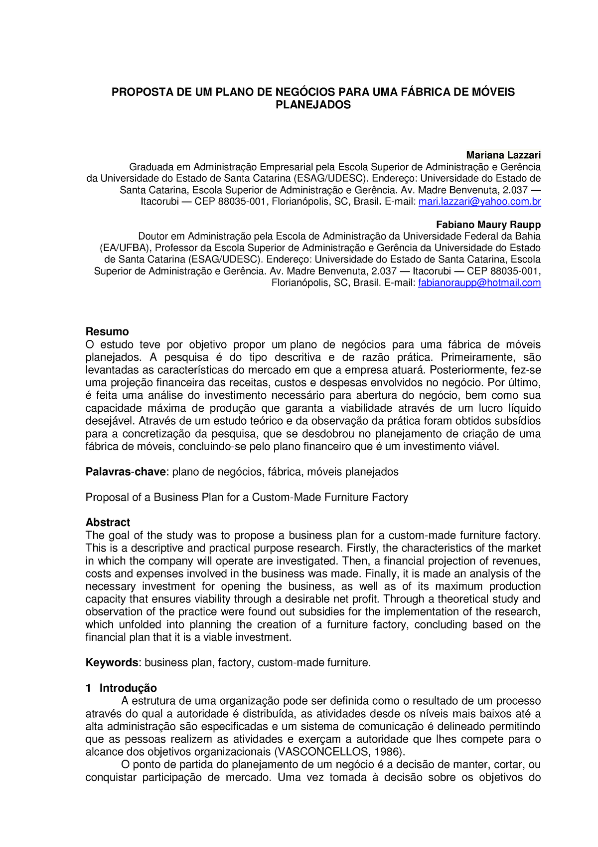 Projeto Proposta De Um Plano De Negocios Para Um Proposta De Um