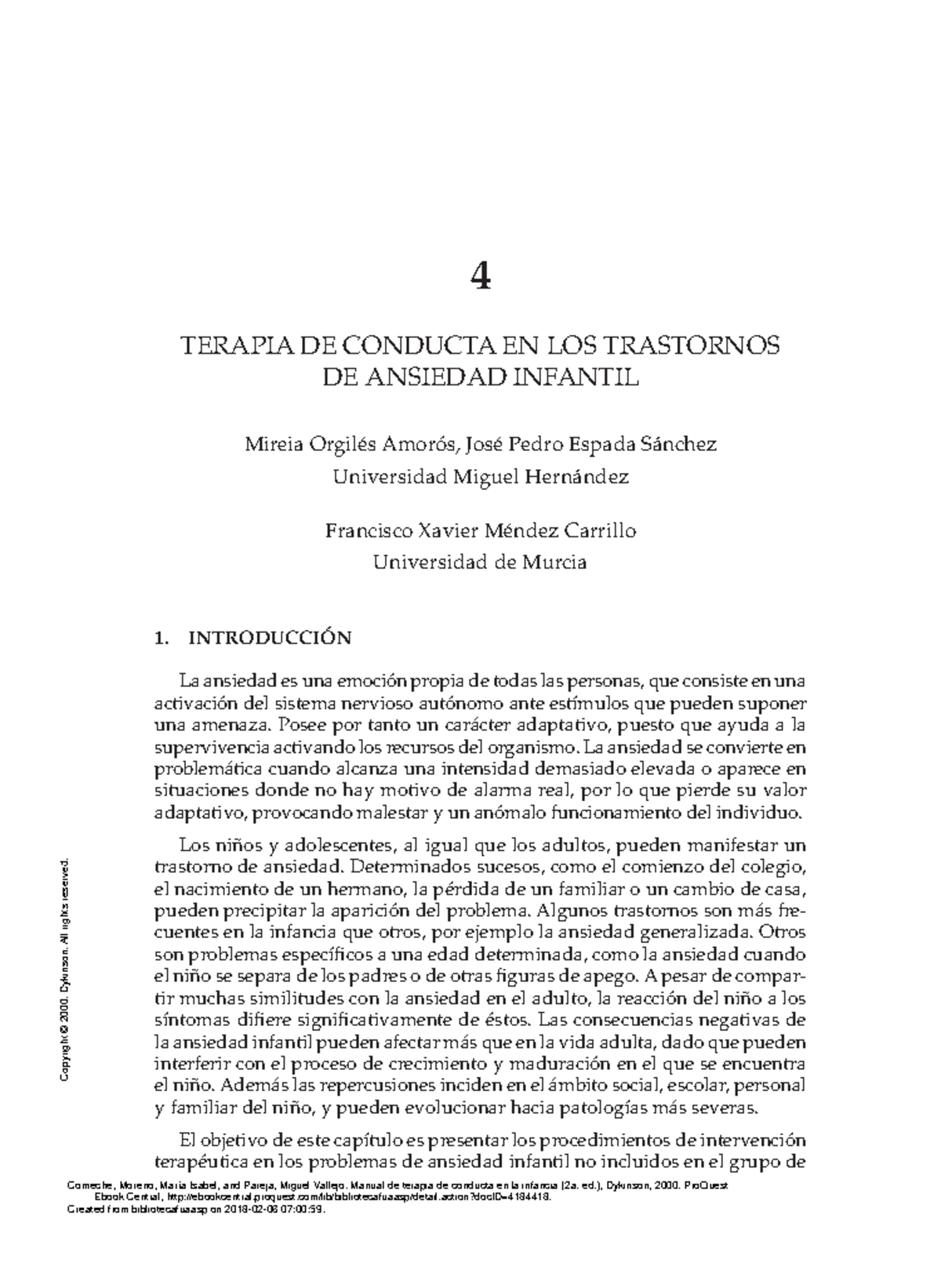 Lectura 2 - apuntes - 4 TERAPIA DE CONDUCTA EN LOS TRASTORNOS DE ...