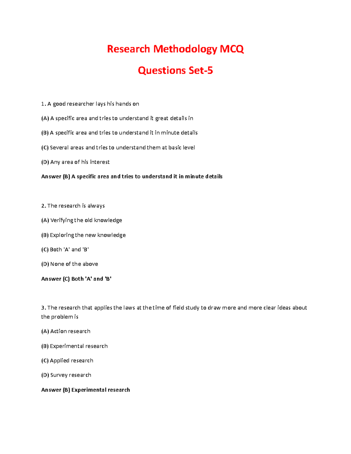 Research Methodology MCQ Questions Set-5-converted - Research ...