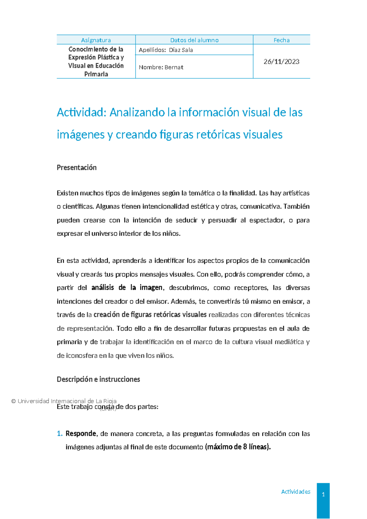 Actividad: Analizando la información visual de las imágenes y creando ...