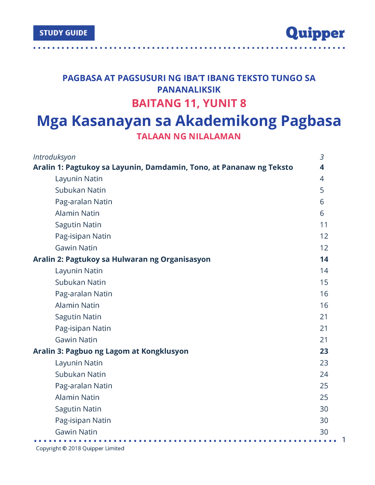 Pdfcoffeepagbasaqv20 - Pagbasa At Pagsusuri Ng Iba’t Ibang Teksto Tungo 