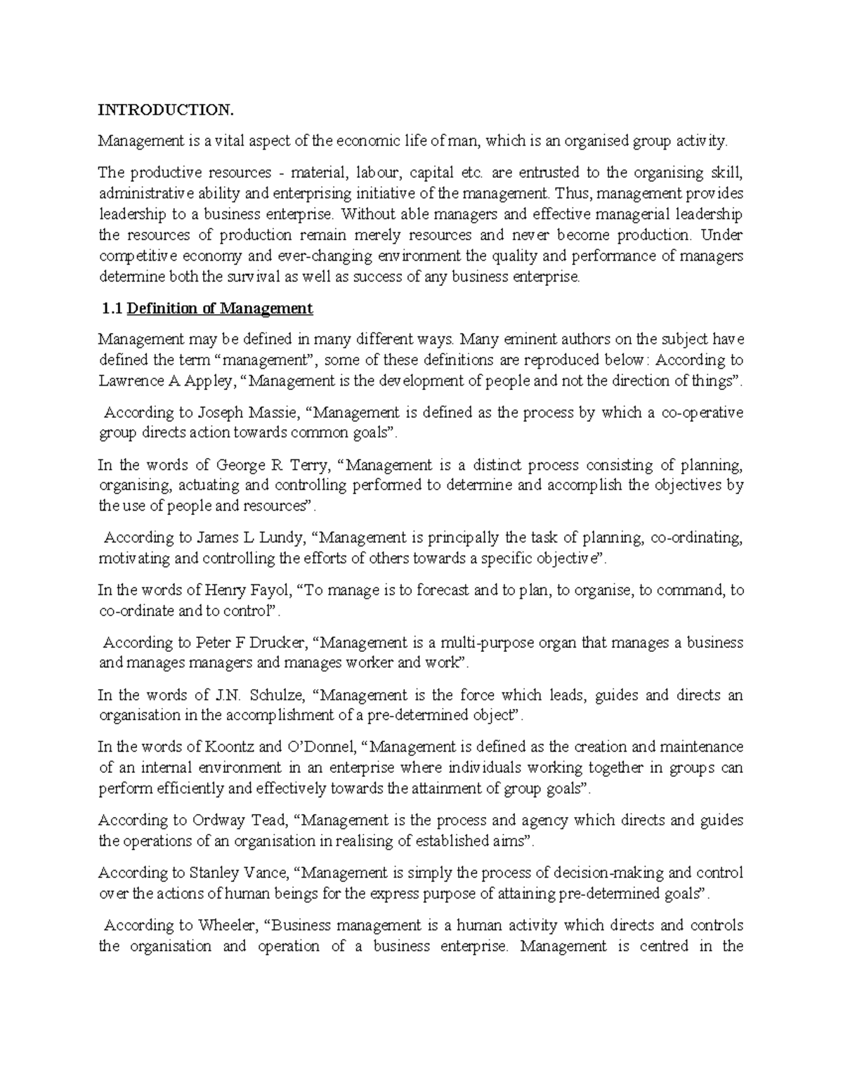 Introductio 1 purchasing function - INTRODUCTION. Management is a vital ...