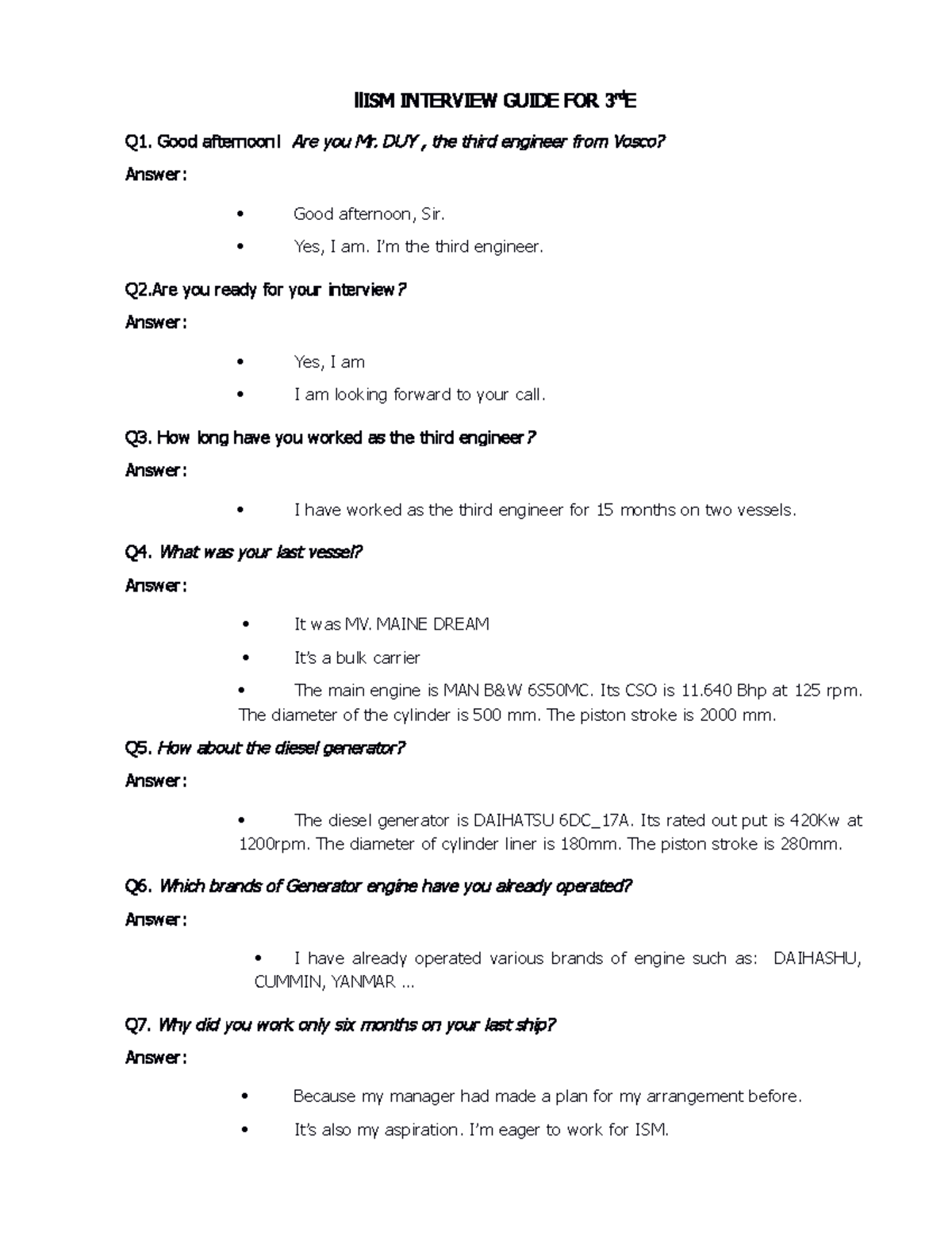 3E mẫu câu hỏi pv - huavcx xc a - llISM INTERVIEW GUIDE FOR 3rdE Q1 ...