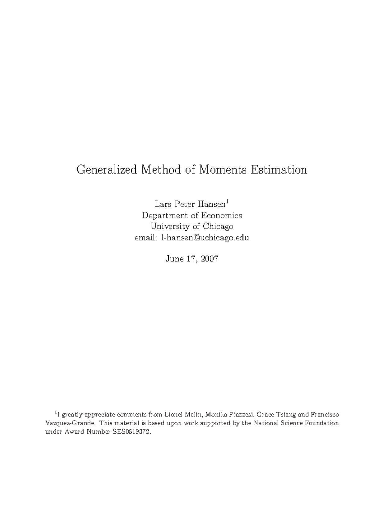 Hansen Generalized Method of Moments Estimation - Generalized Method of ...