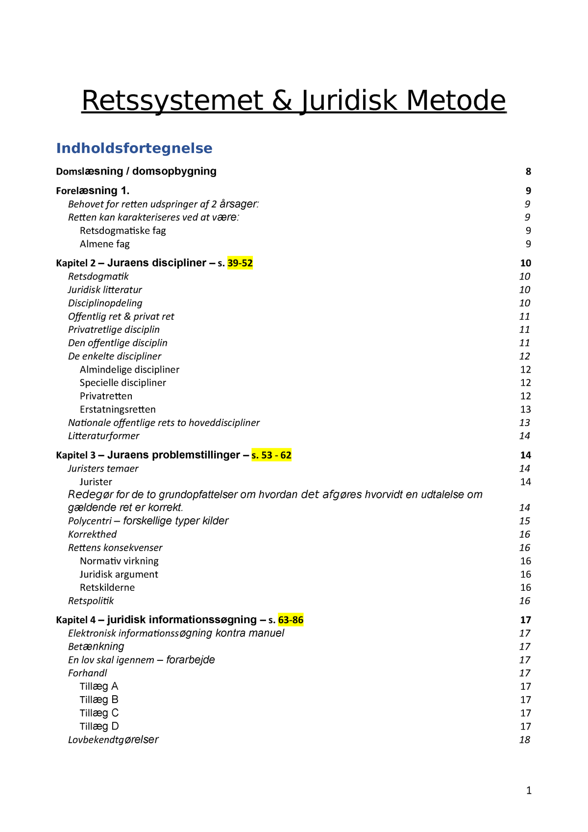 Retssystemet Juridisk Metode Noter - Retssystemet & Juridisk Metode ...