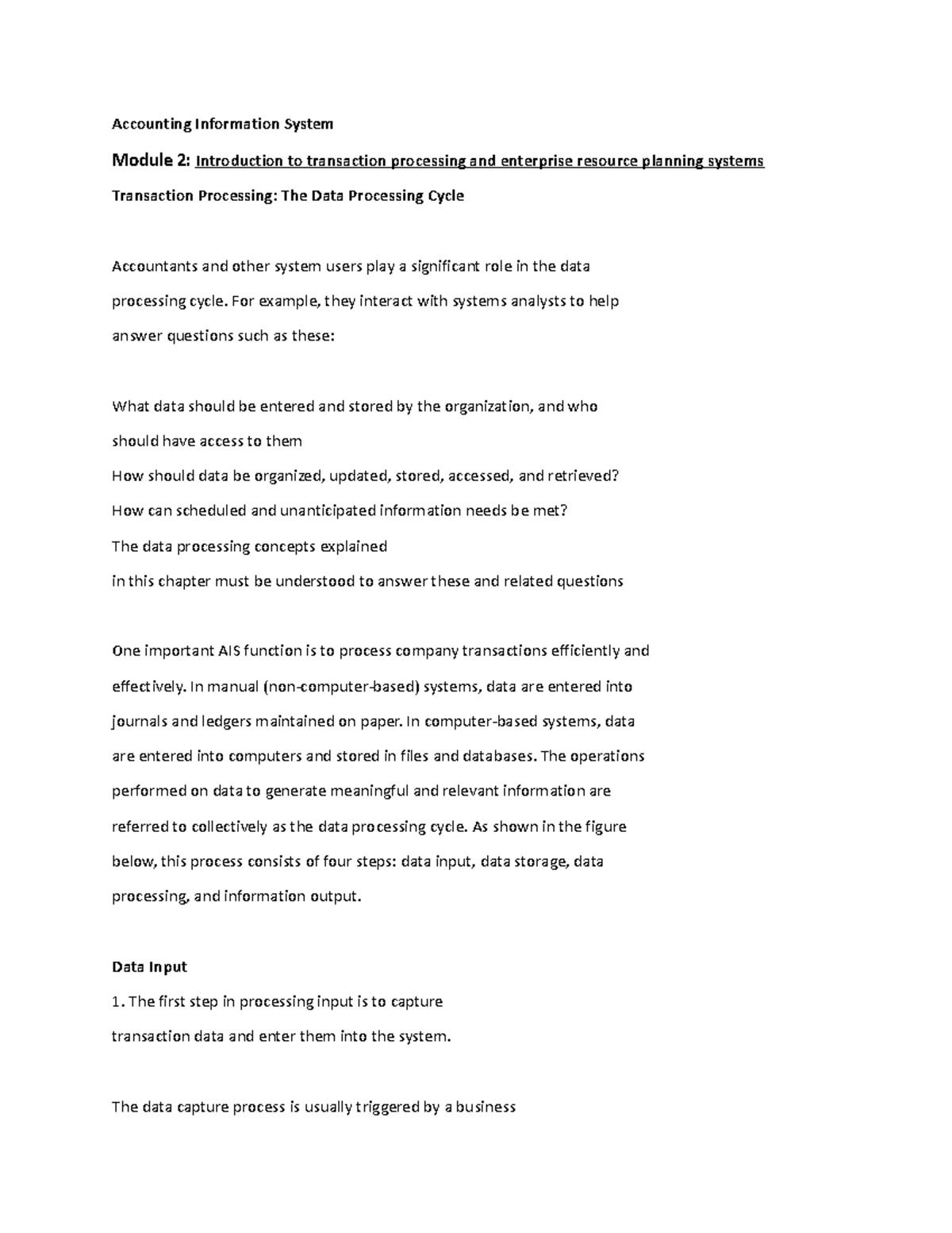 M2Accounting Information System Accounting Information System Module