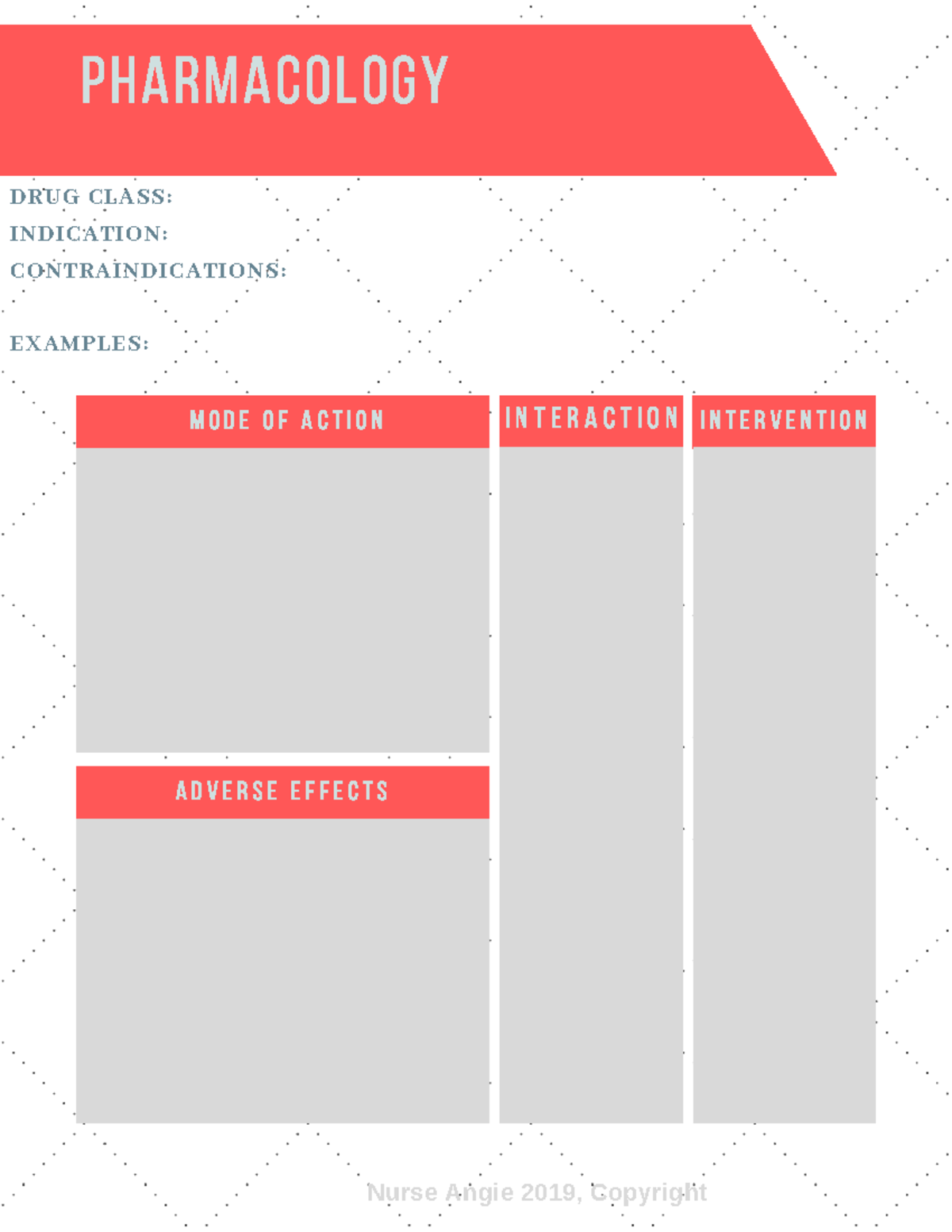 Pharmacology Drug Card Template