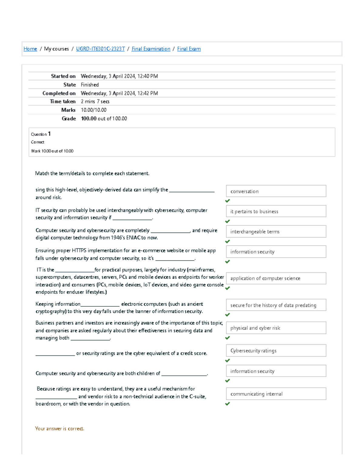 Information Assurance Ang Need - Home / My Courses / UGRD-IT6301C-2323T ...