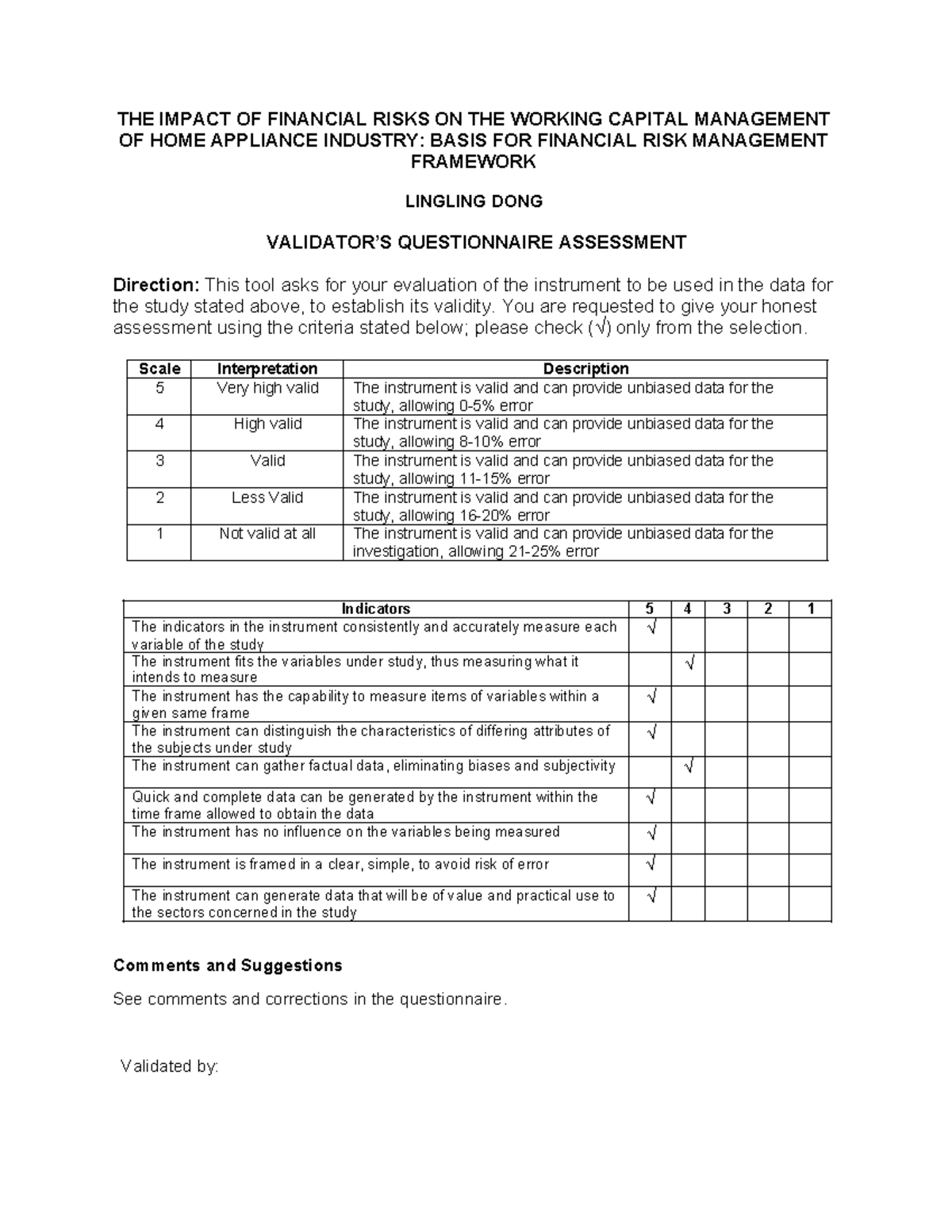 Validation-Tool - Validation - THE IMPACT OF FINANCIAL RISKS ON THE ...