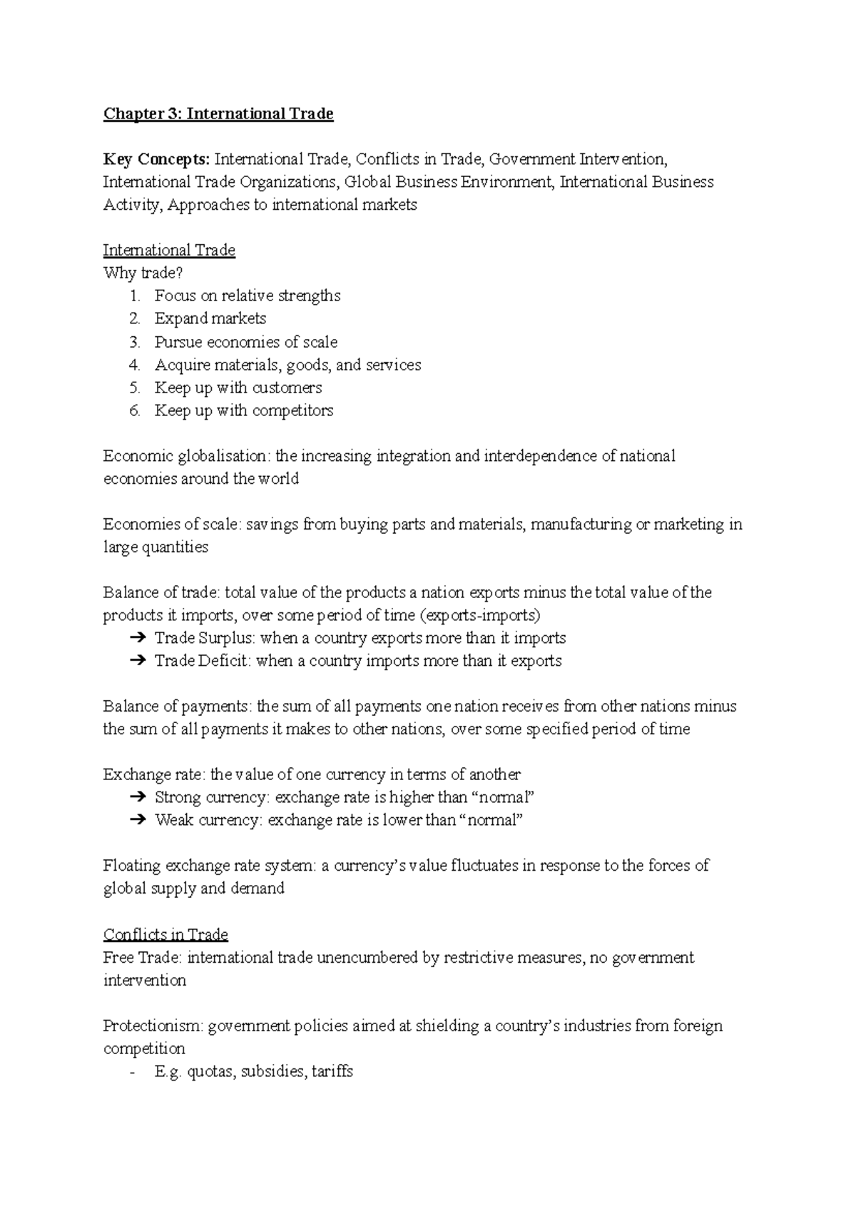 Chapter 3 Study Guide - Chapter 3: International Trade Key Concepts ...
