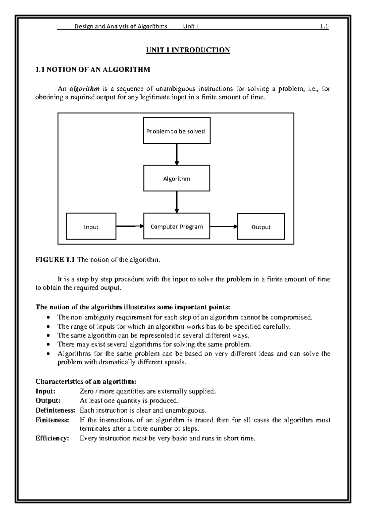 Module 1 - BCS401 - An algorithm is a sequence of unambiguous ...