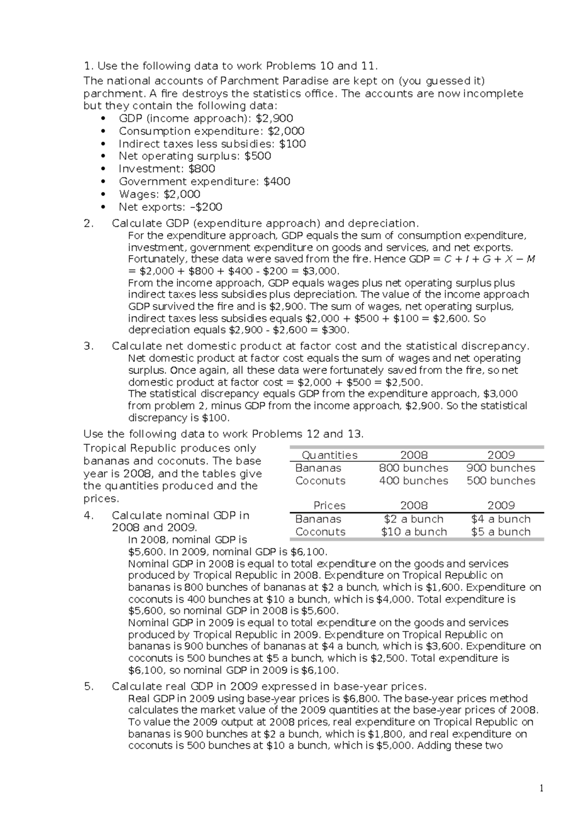 Tutorial Chapter 4 - Macro - 1. Use The Following Data To Work Problems 