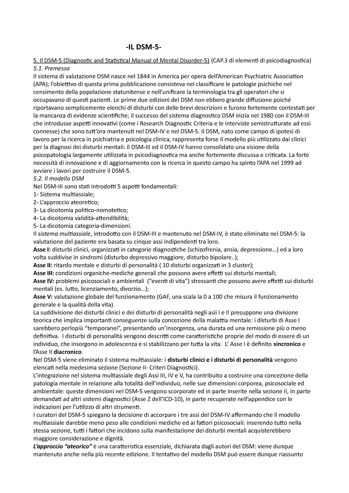 DSM 5 Manuale diagnostico e statistico dei disturbi mentali  Completo-compresso-pagine-1-143 - Studocu