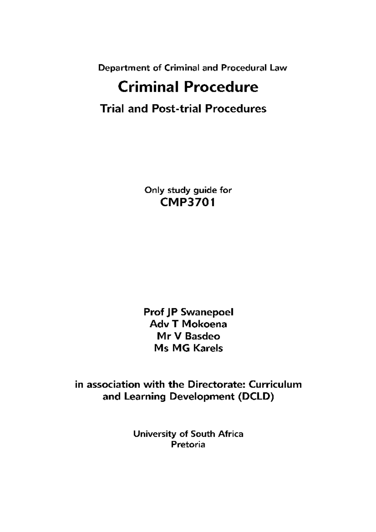 Cmp3701 Study Guide - Good - 2010 UniversityofSouthAfrica ...