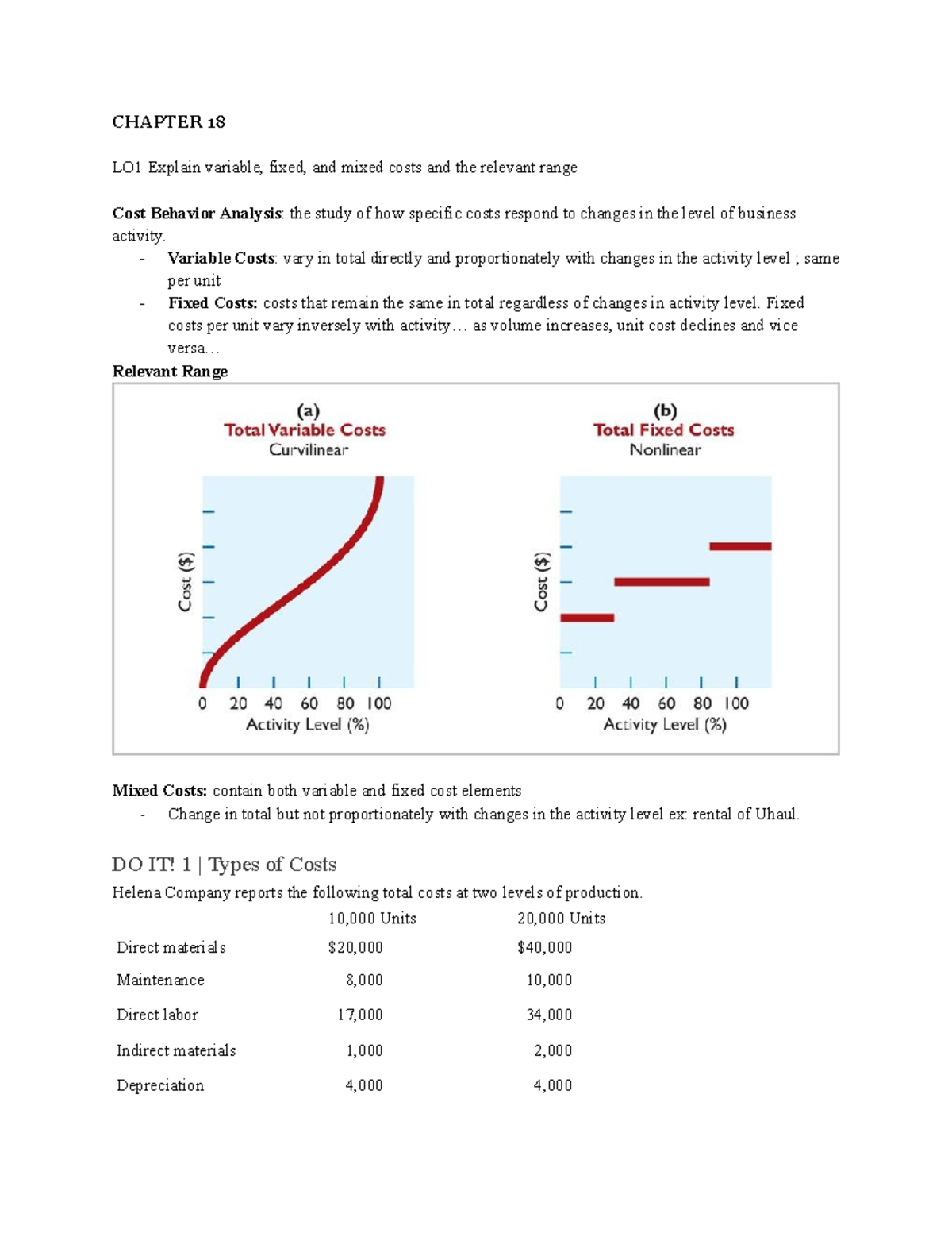 Accounting 202 Chapter 18 19 CHAPTER 18 LO1 Explain variable, fixed