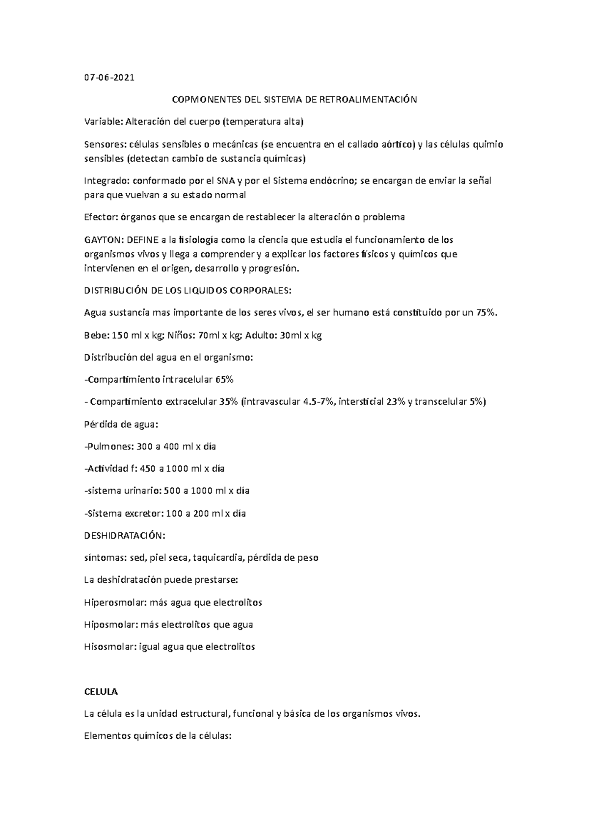 Fisiologia 0706 COPMONENTES DEL SISTEMA DE RETROALIMENTACIÓN