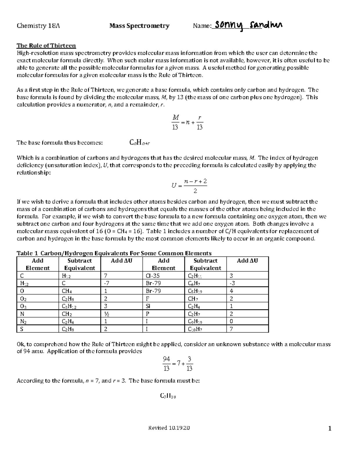 Mass+Spec+Worksheet - Orton Fall - The Rule Of Thirteen High ...