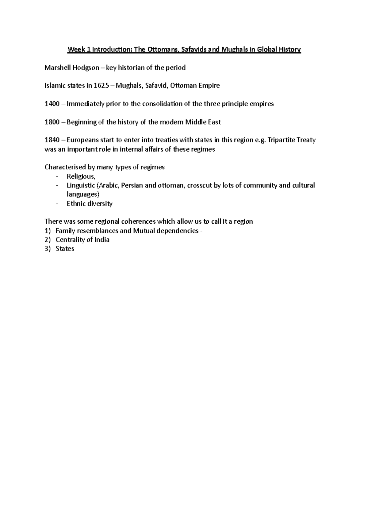 Week 1 Lecture Sood Week 1 Introduction The Ottomans, Safavids and