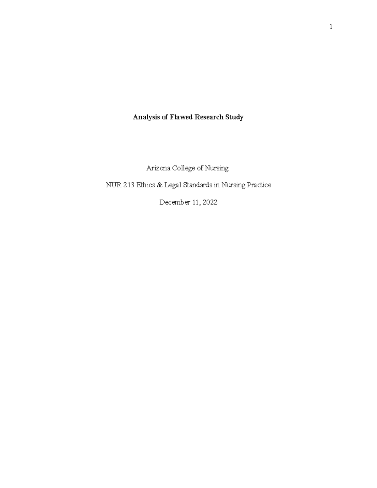 Analysis of Flawed Research Study - Analysis of Flawed Research Study ...