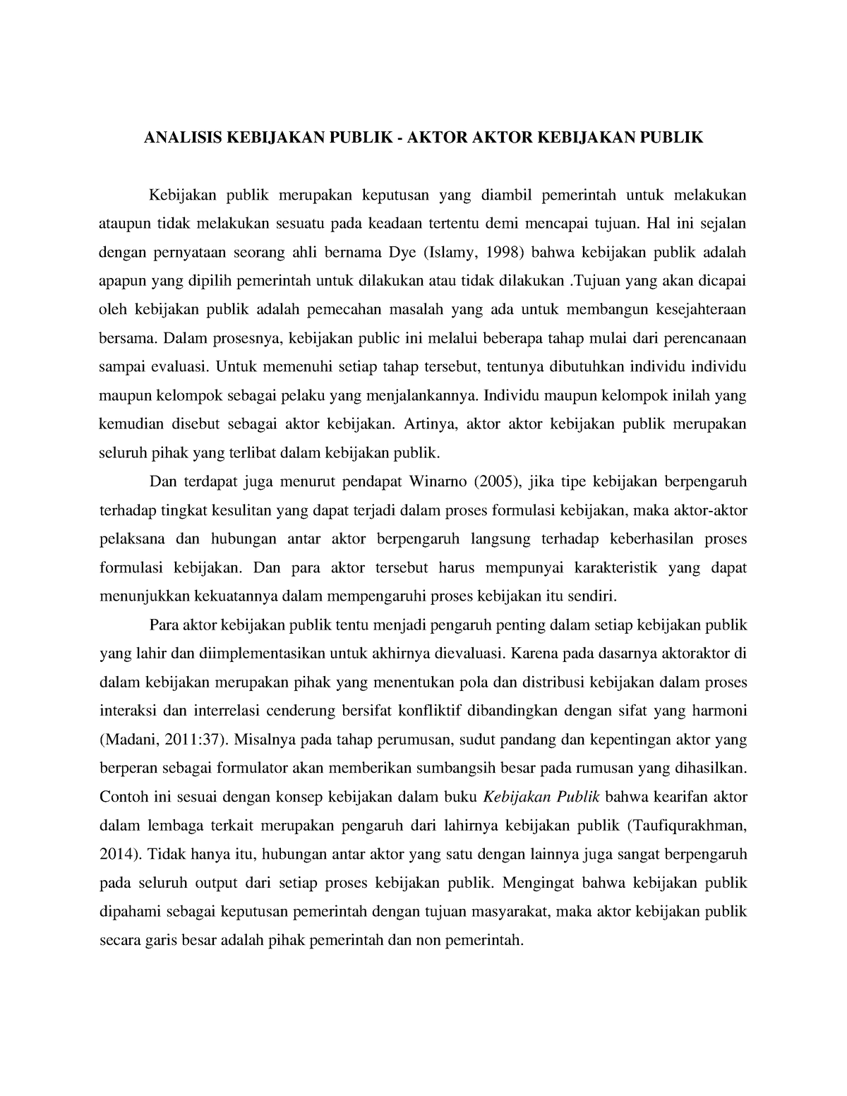 Analisis Kebijakan Publik - Aktor Aktor Kebijakan Publik - ANALISIS ...