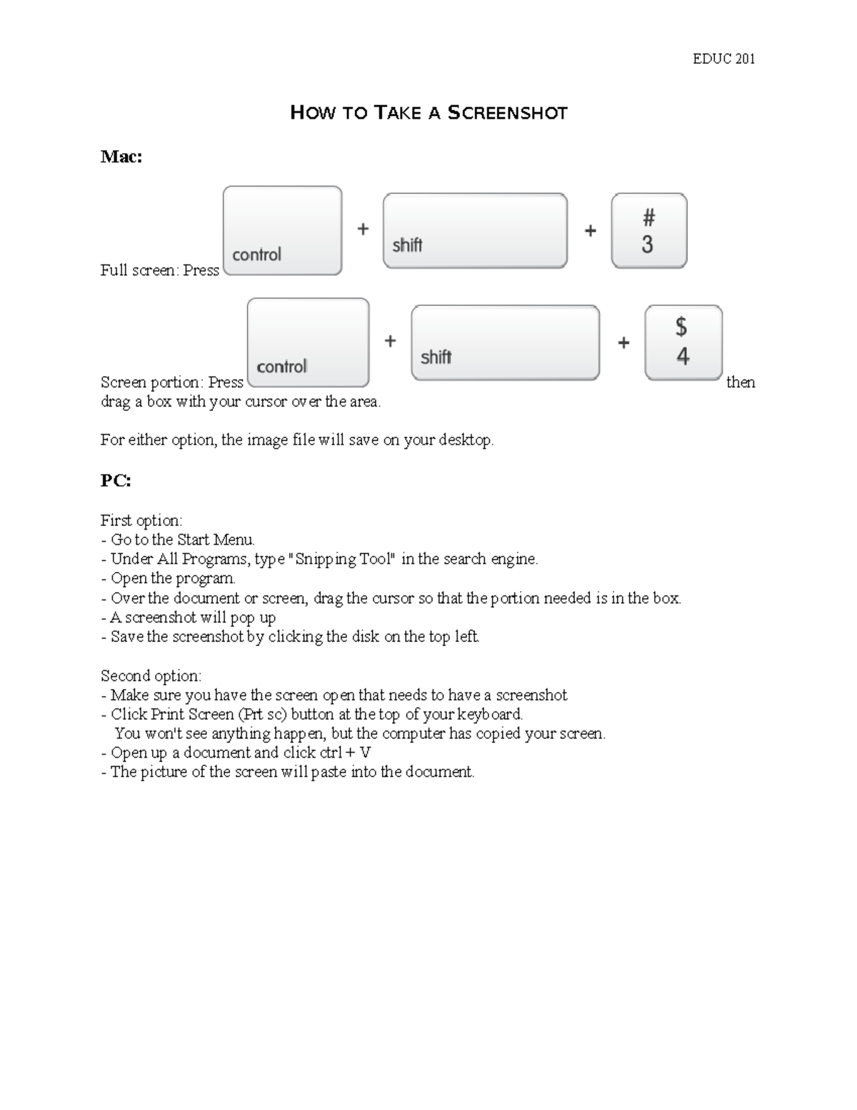Technology Application-How to Take a Screenshot - EDUC 201 HOW TO TAKE ...