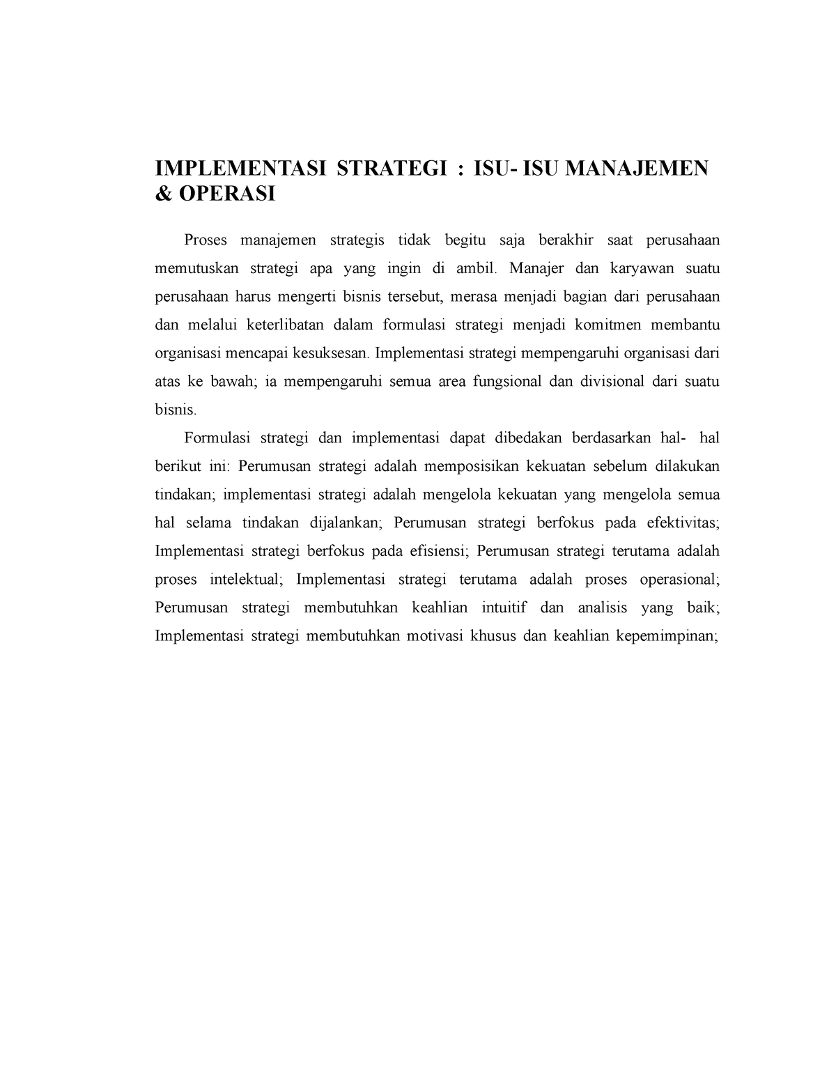 Rangkuman Manajemen Strategi Bab 13 - IMPLEMENTASI STRATEGI : ISU- ISU ...