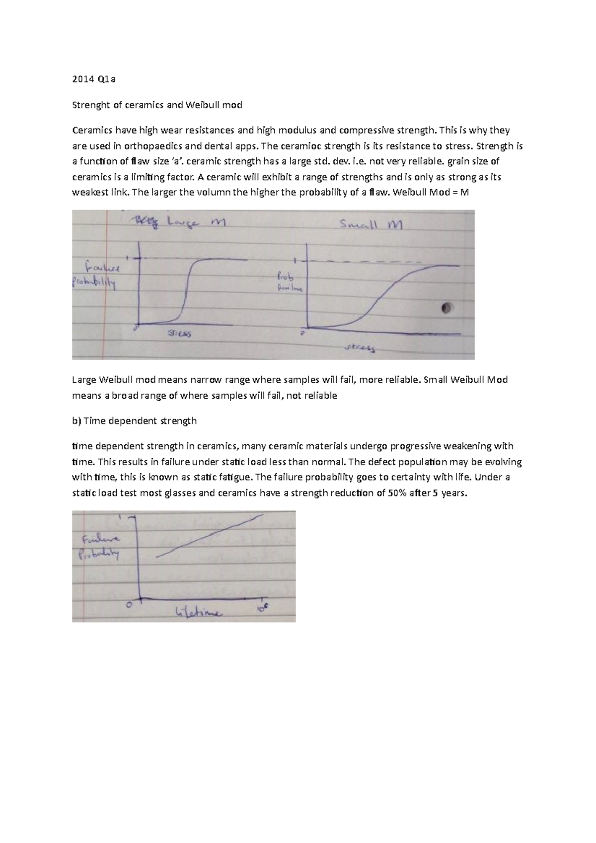 Exam May 2014, questions and answers 2014 Q1a Strenght of ceramics