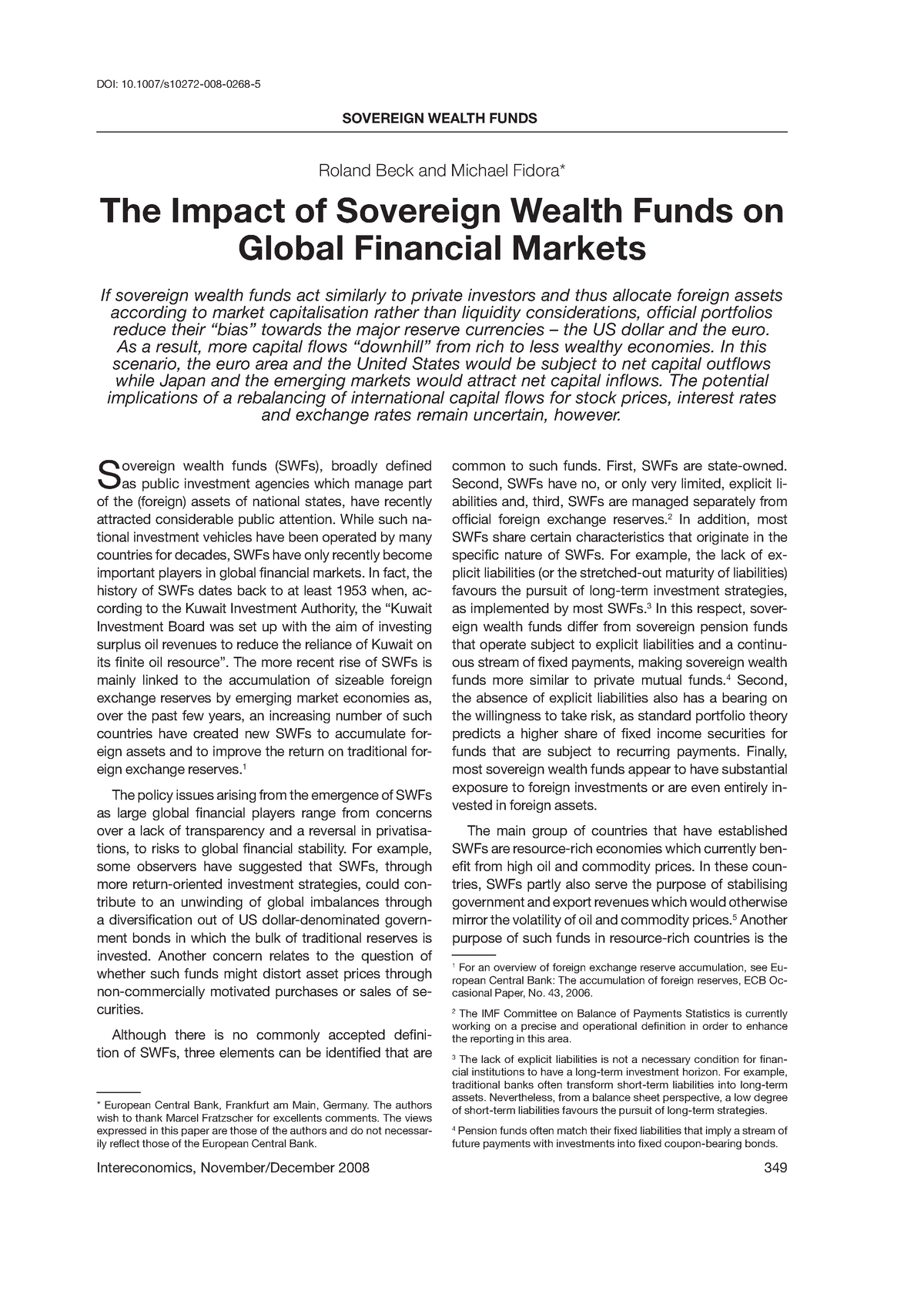 The Impact Of Sovereign Wealth Funds On Global Financial Markets ...