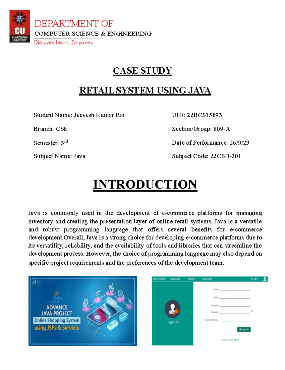 Report jeevesh java removed - COMPUTER SCIENCE & ENGINEERING CASE STUDY ...