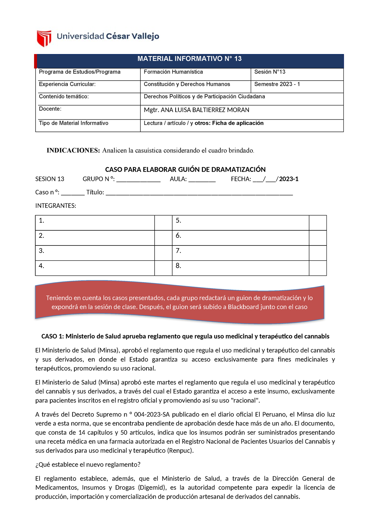 Ficha De Aplicaci N Constitucion Y Derechos Humanos Material Informativo N Programa De