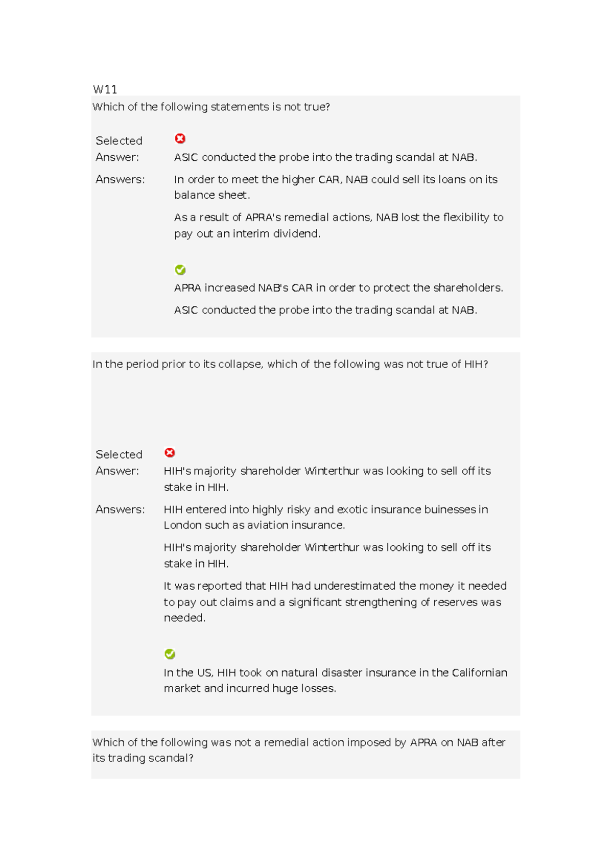 Weekly Quiz 7-11 - W Which Of The Following Statements Is Not True ...