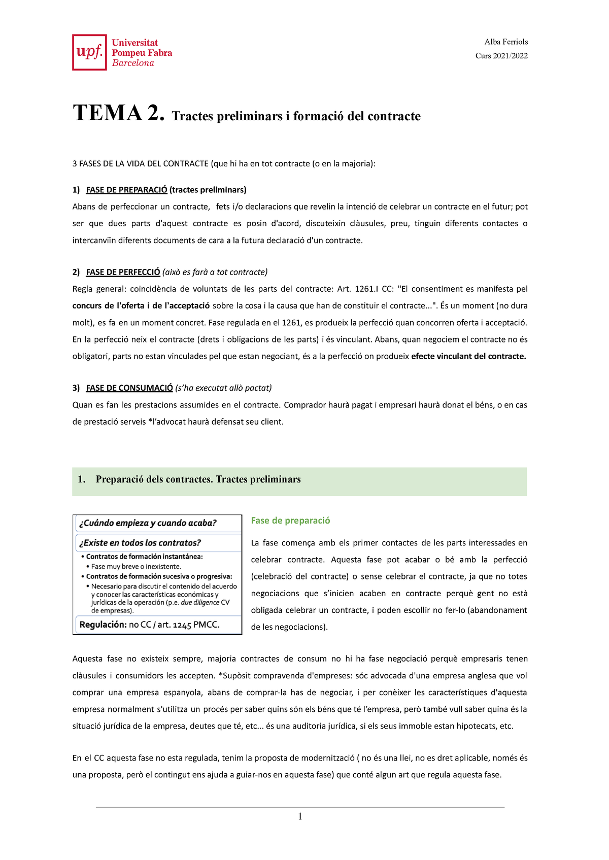 TEMA 2-3 - Apuns Dret De Contractes UPF - Curs 2021/ TEMA 2. Tractes ...