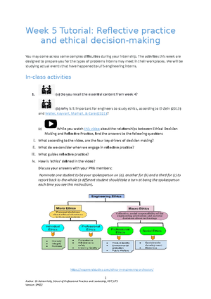 Week 3 Tutorial in class activities Feedback and Reflection-1 - Week 3 ...
