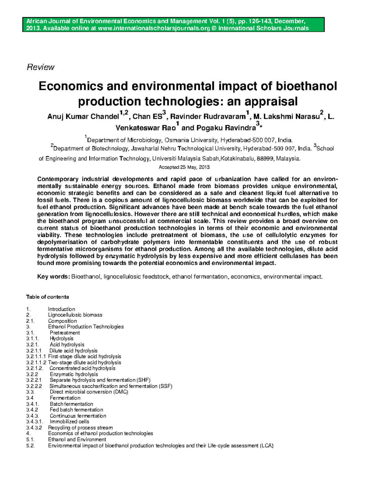 Economics and environmental impact of bioethanol production ...