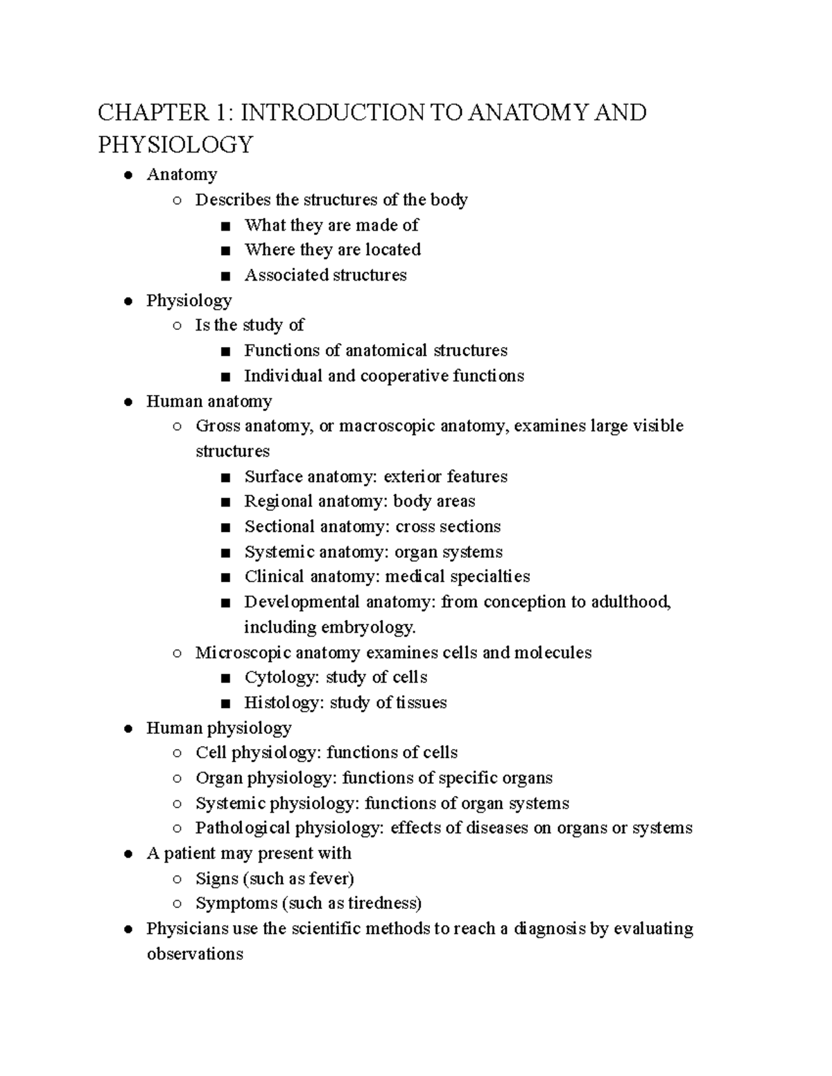 Chapter 1 Introduction TO Anatomy AND Physiology - CHAPTER 1 ...