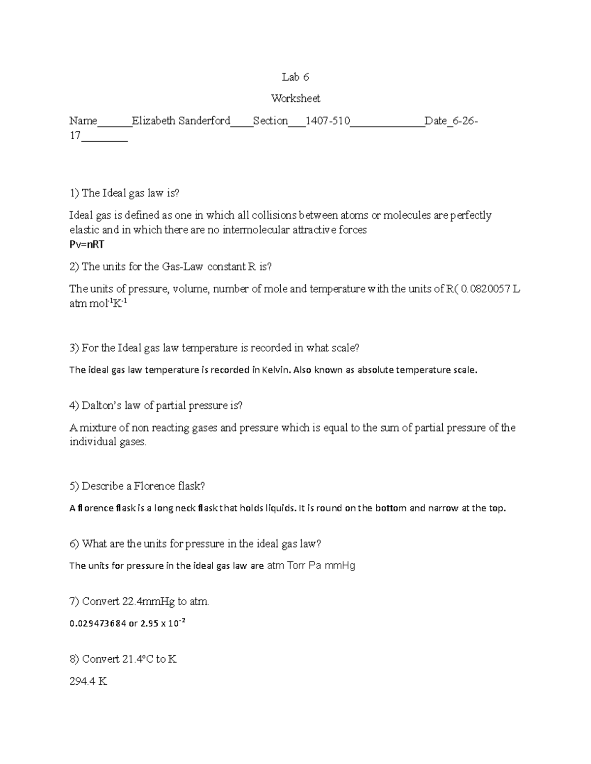 Lab 6 - n/a - Lab 6 Worksheet Name______Elizabeth - Studocu