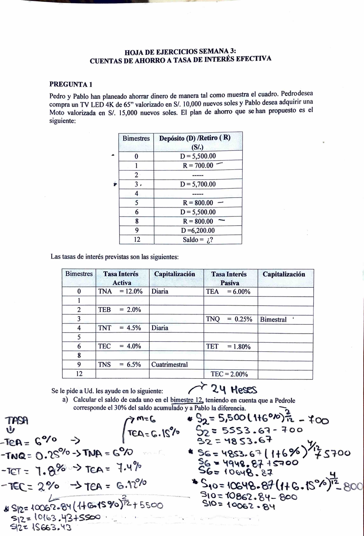 Hoja Tarea Semana 3 Hoja De Ejercicios Sema Na 3 Cuentas De Ahorro A