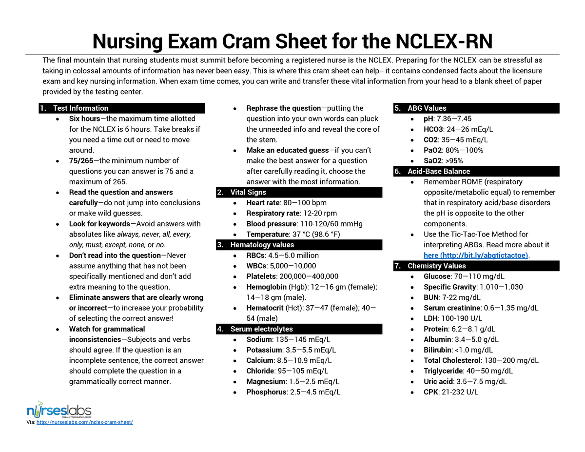 Normal Lab Values: Complete Reference Cheat Sheet (2023) - Nurseslabs
