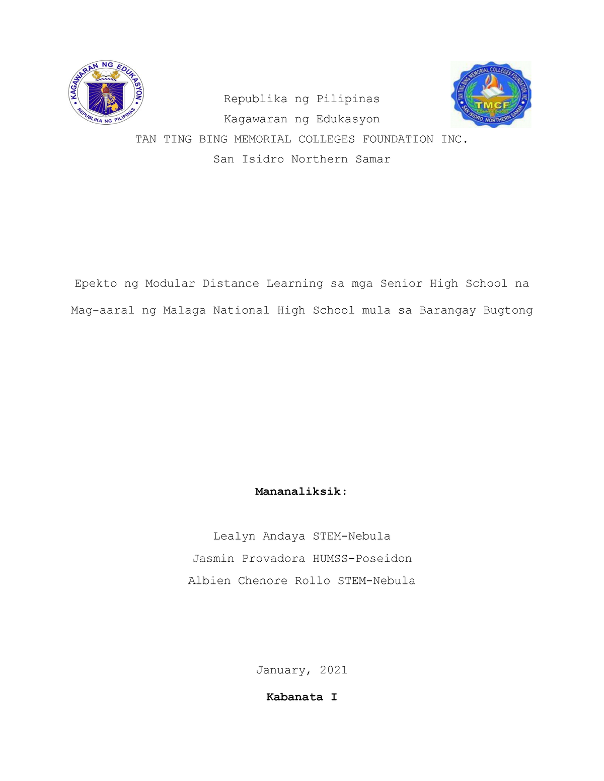 Epekto Ng Modular Distance Learning Sa Mga Mag Republika Ng Pilipinas Kagawaran Ng Edukasyon 0765