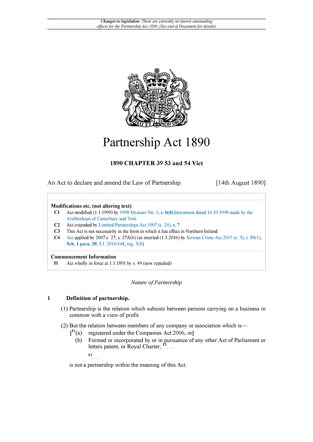 Partnership ACT 1890 Changes To Legislation There Are Currently No   Thumb 1200 1697 