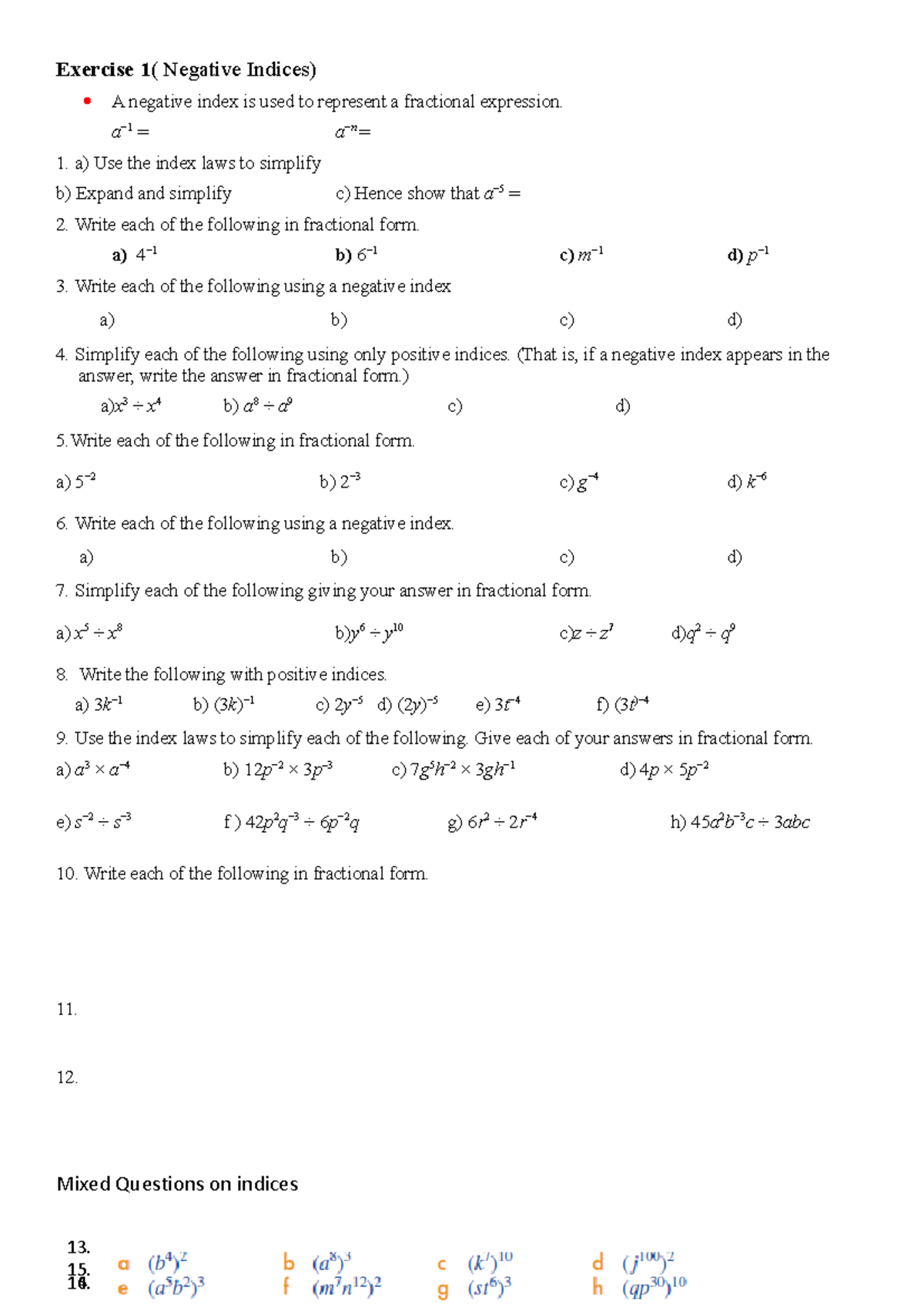 2. Indices And Surds - Do Practice Questions :))) - Exercise 1 ...