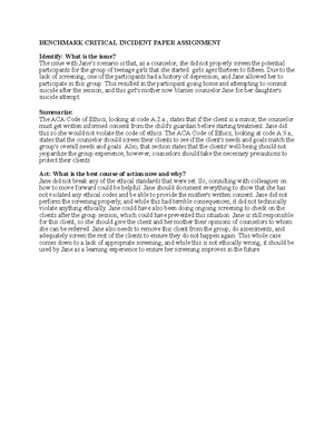 Kracun H Career Self-Assessment Paper - Benchmark: Career Self ...