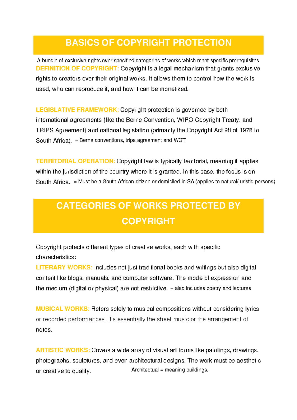 Very short - BASICS OF COPYRIGHT PROTECTION DEFINITION OF COPYRIGHT ...