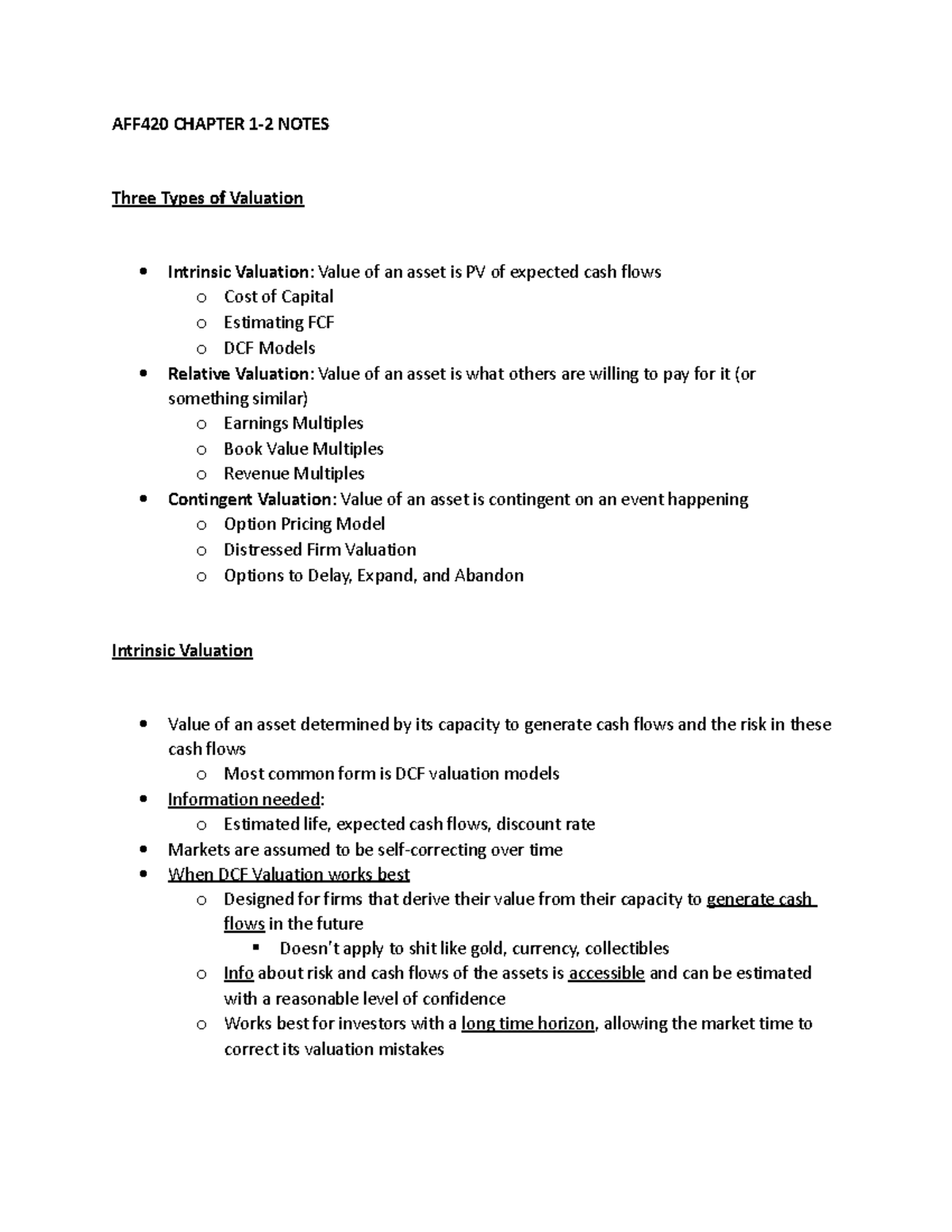 AFF420 Chapter 1-2 Notes - AFF420 CHAPTER 1-2 NOTES Three Types Of ...