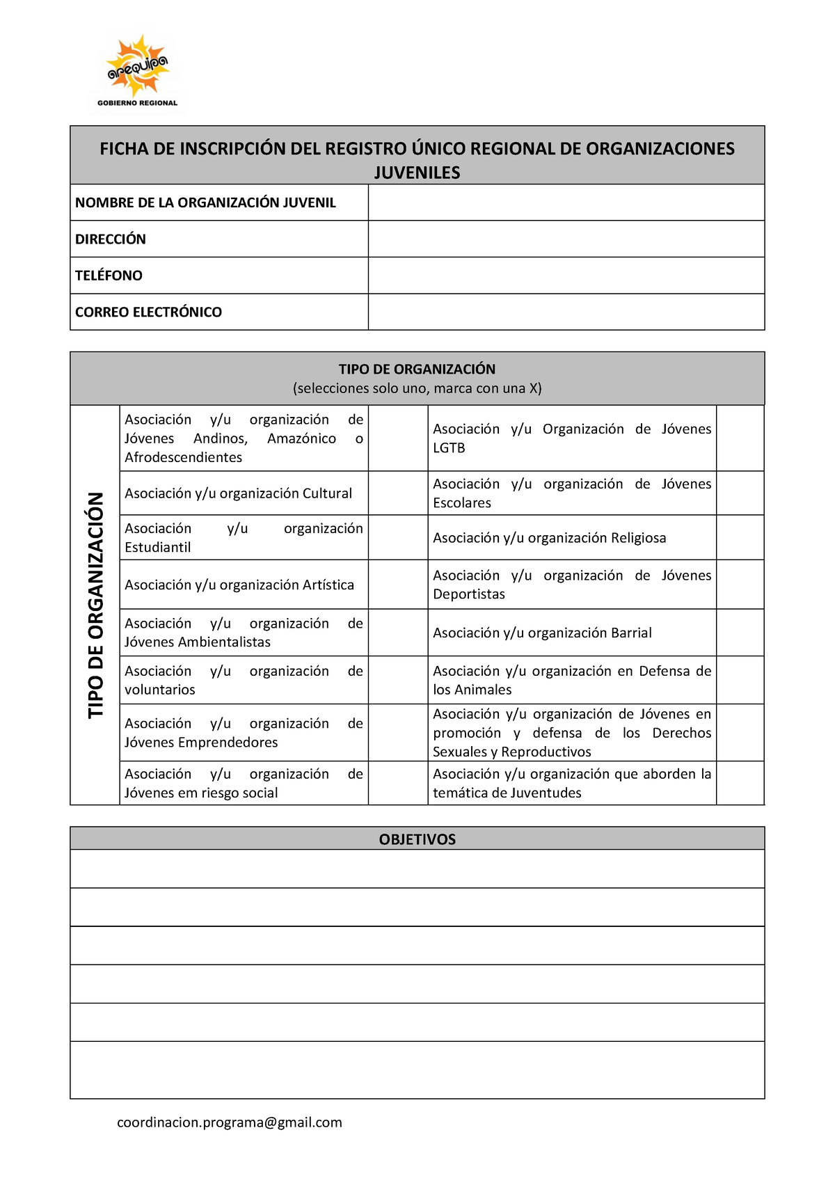 Ficha DE Inscripción Plan de isncripsjs coordinacion gmail FICHA DE INSCRIPCIN DEL REGISTRO